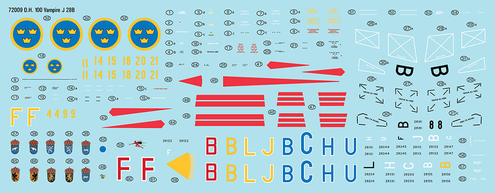 Moose Republic Decals RBDS72009 1:72 J 28B/de Havilland Vampire FB.5