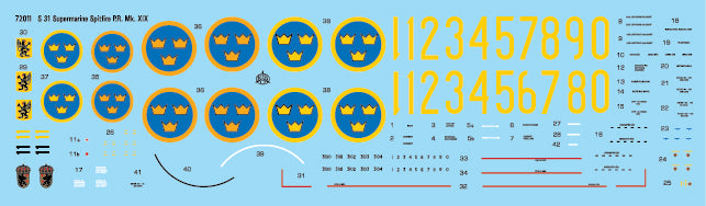 Moose Republic Decals RBDS72011 1:72 S 31 Supermarine Spitfire Mk.XIX