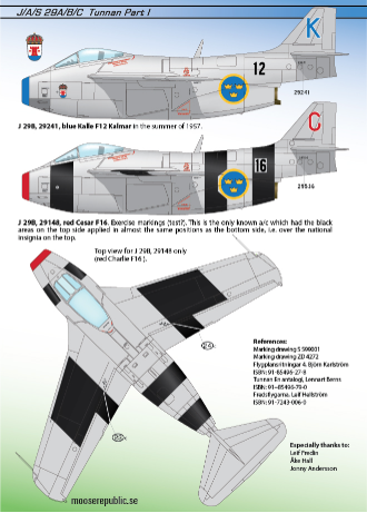 Moose Republic Decals RBDS72013 1:72 Saab S-29C/J-29A/J-29B Tunnan part 1