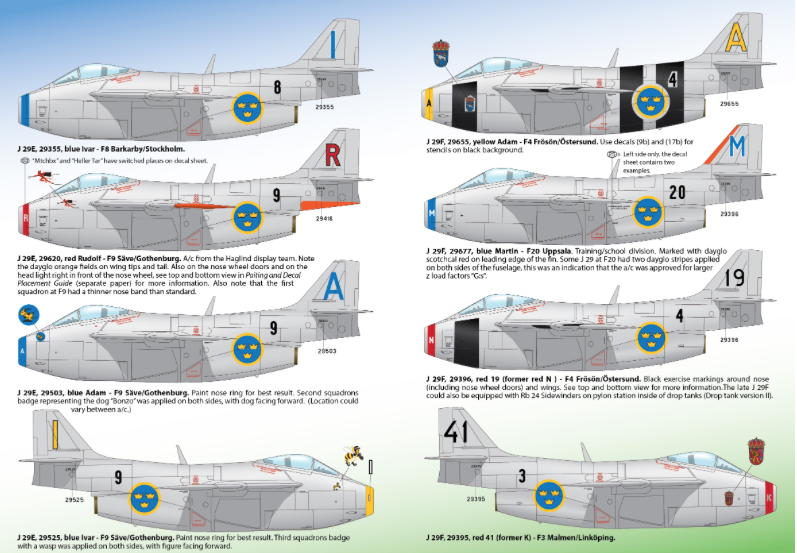 Moose Republic Decals RBDS72014 1:72 Saab J-29E/J-29F Tunnan part 2