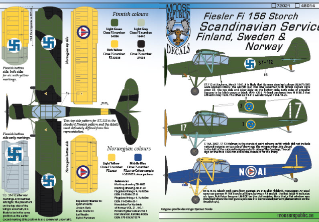Moose Republic RBDS72021 1:72 Fi-156C Storch Finland/Sweden/Norway
