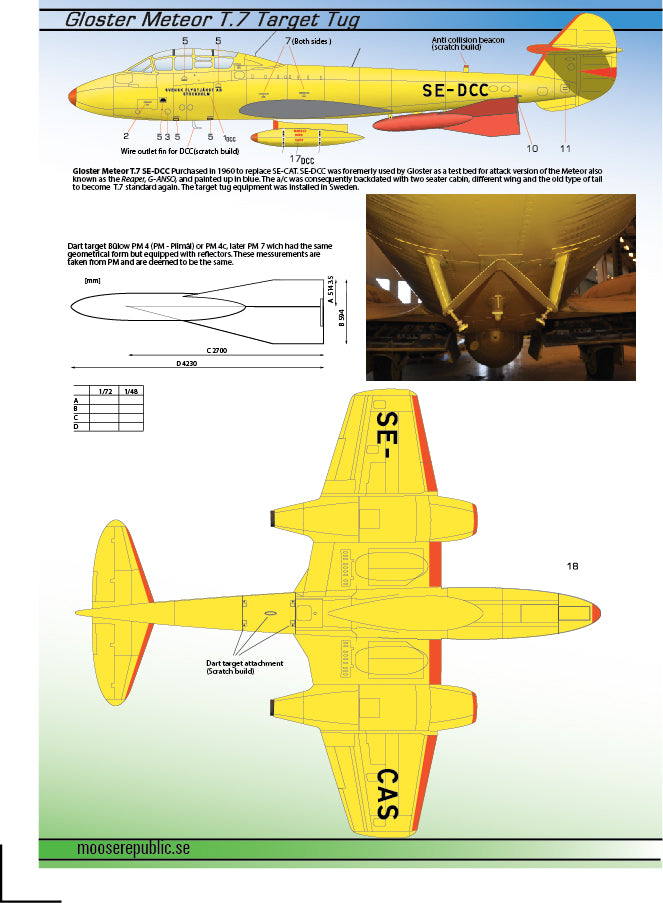 Moose Republic Decals RBDS72023 1:72 Gloster Meteor T.7 target tug