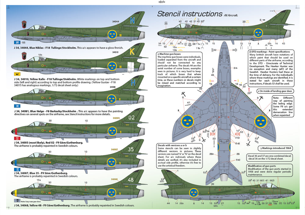 Moose Republic Decals RBDS72026 1:72 J 34 Hawker Hunter
