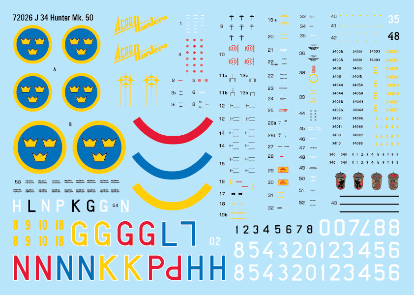 Moose Republic Decals RBDS72026 1:72 J 34 Hawker Hunter