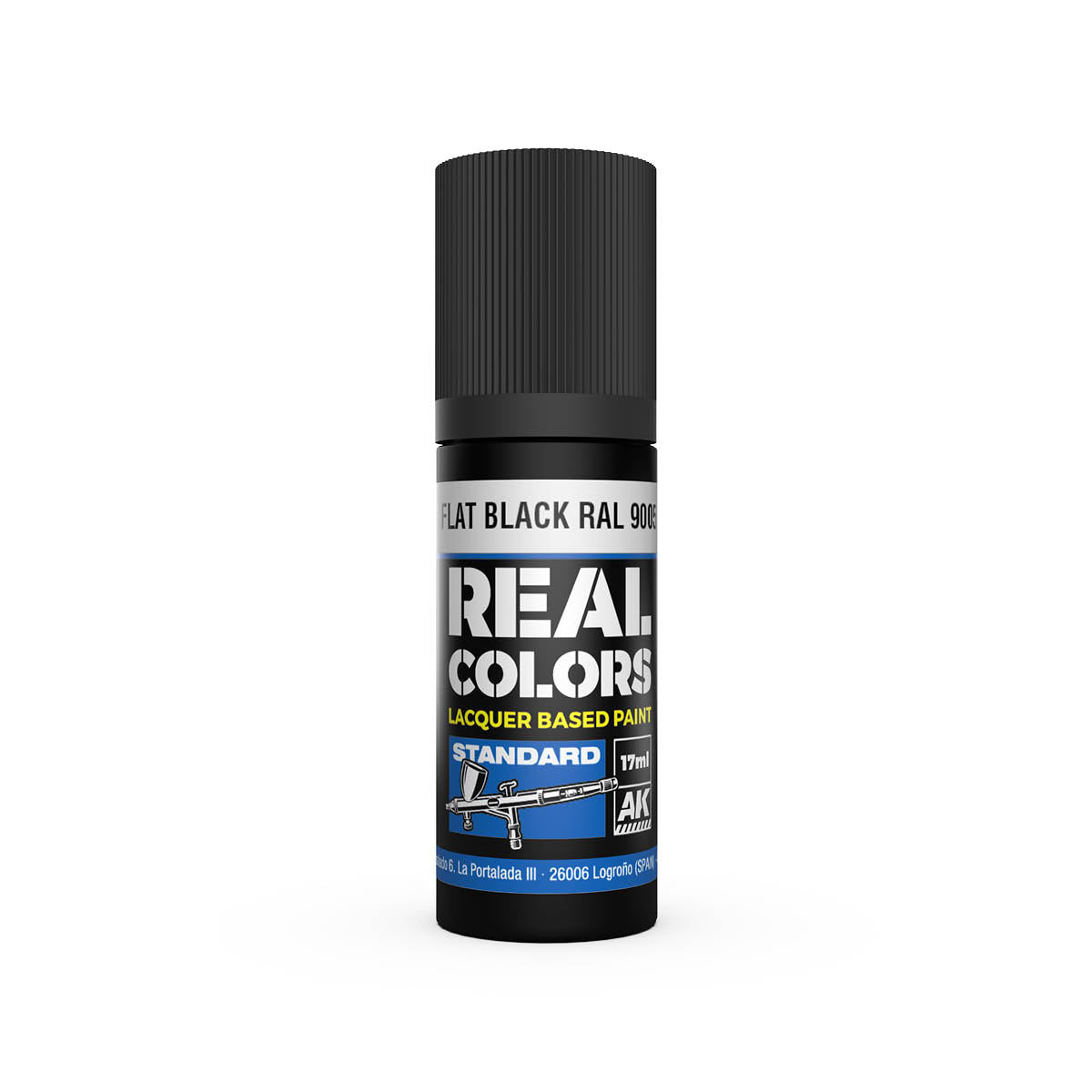 AK Interactive RC804 Flat Black RAL 9005 17ml Real Colours Lacquer Paint