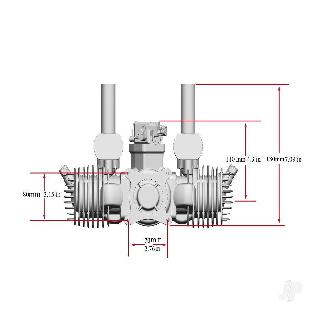 Stinger Engines 125cc Twin Cylinder 2-Stroke Petrol Engine RCGF125T