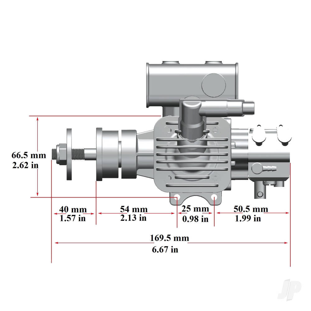 Stinger Engines 26cc Single Cylinder Side Exhaust 2-Stroke Petrol Engine RCGF26SE