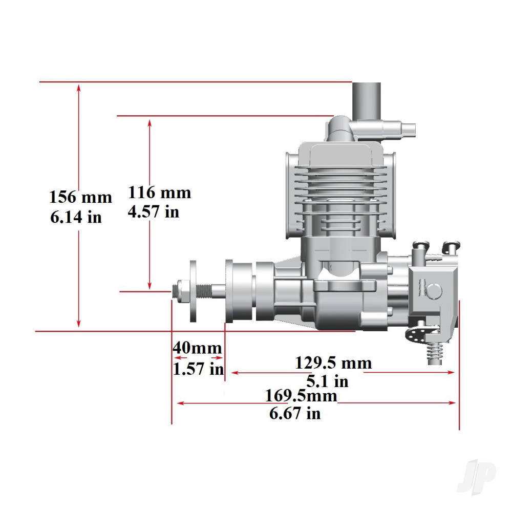 Stinger Engines 26cc Single Cylinder Side Exhaust 2-Stroke Petrol Engine RCGF26SE