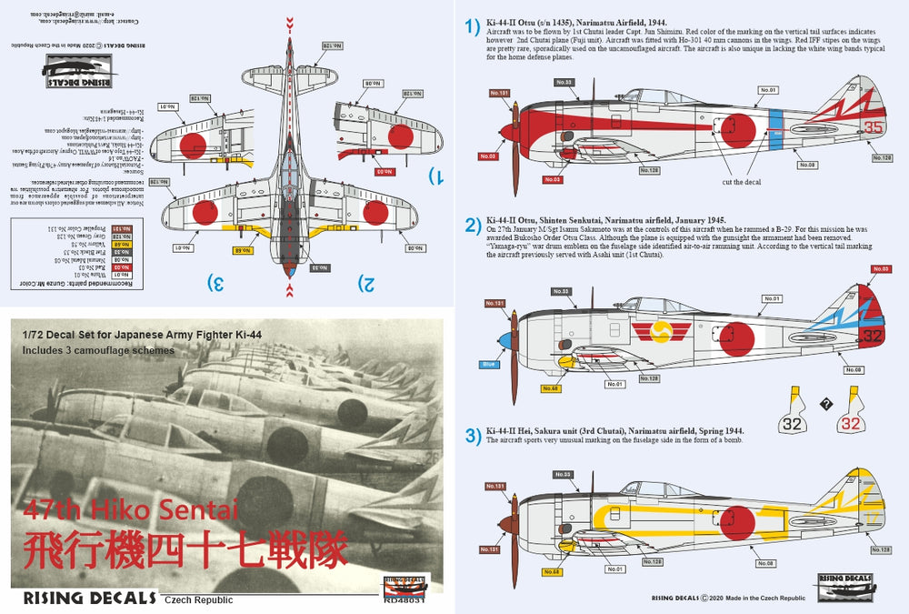 Rising Decals RD48031 1:48 Nakajima Ki-44 47th Hiko Sentai