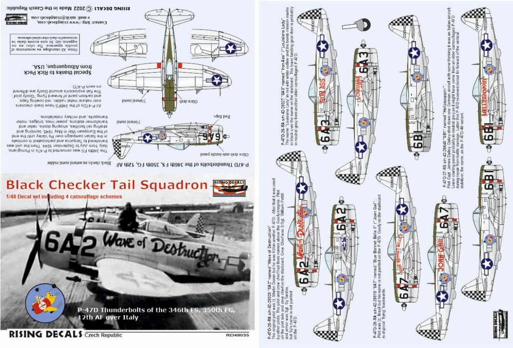 Rising Decals RD48035 1:48 Black Checker Tail Sqdr.