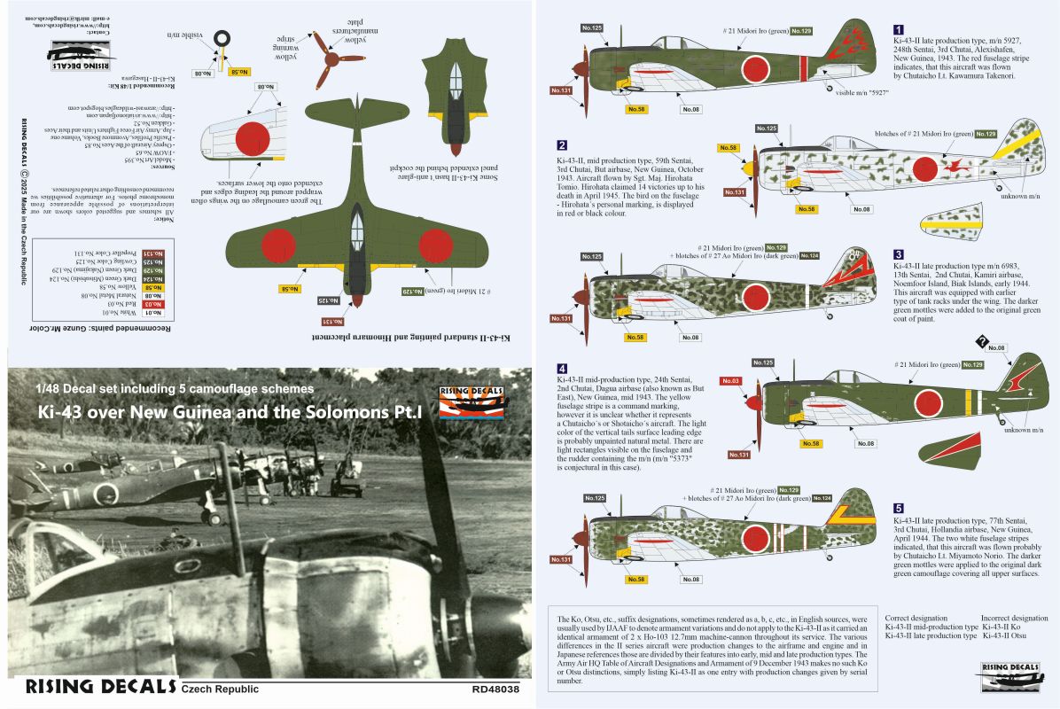 Rising Decals RD48038 1:48 Nakajima Ki-43 New Guinea Part I