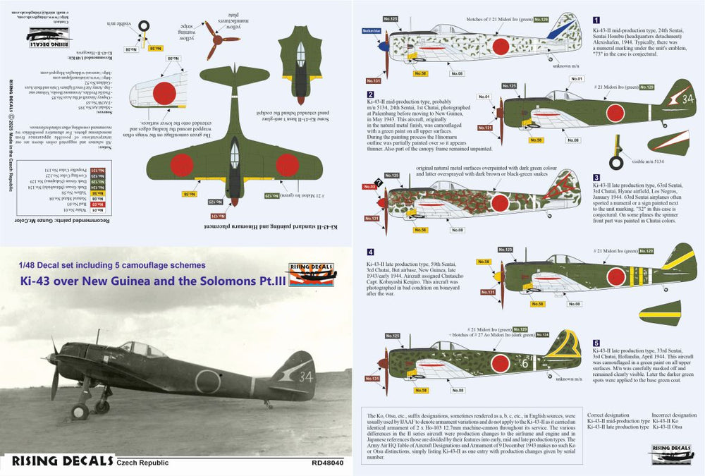 Rising Decals RD48040 1:48 Nakajima Ki-43 New Guinea Part III