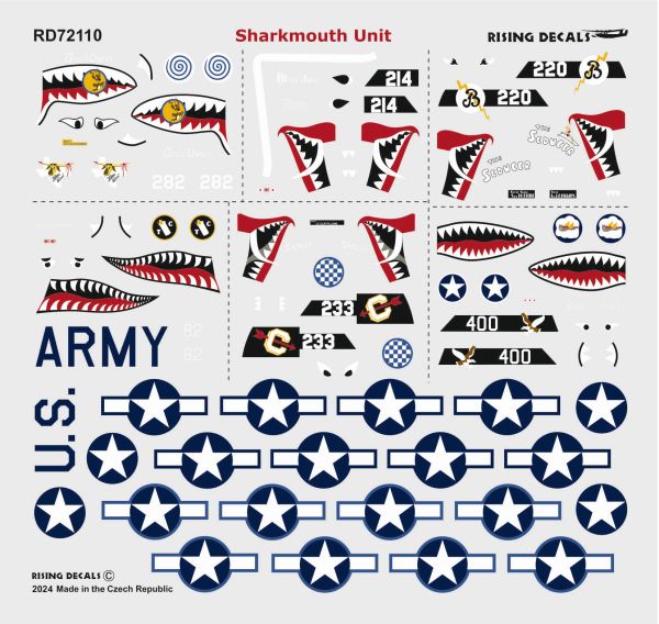 Rising Decals RD72110 1:72 Curtiss P-40K/P-40M/P-40N Sharkmouth Unit