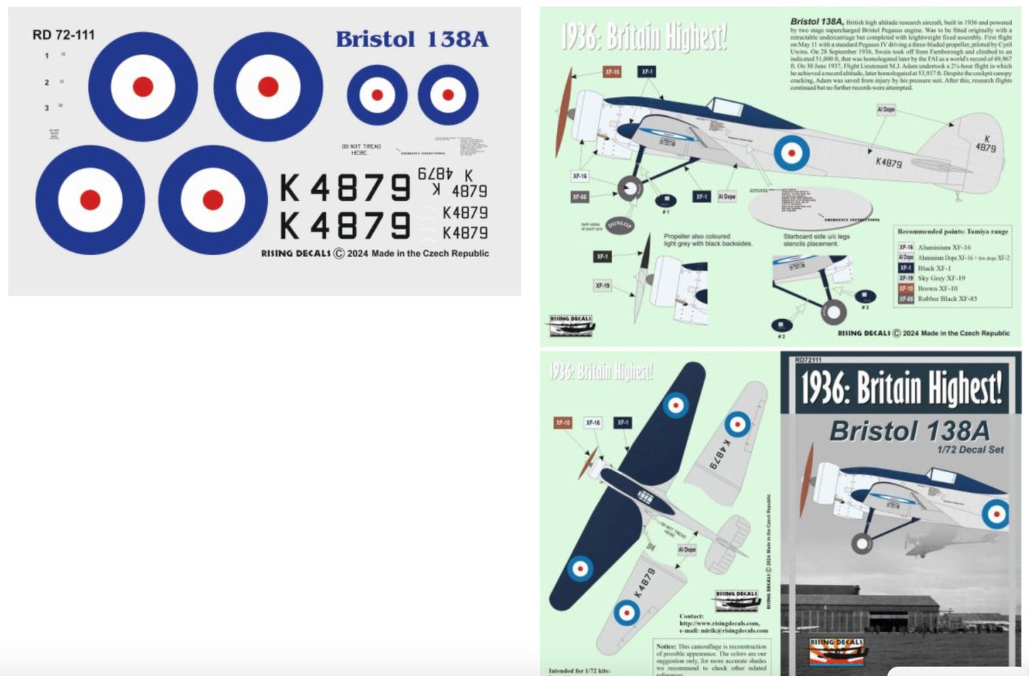 Rising Decals RD72111 1:72 Decal Britain Highest 1936