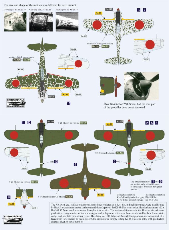 Rising Decals RD72113 1:72 Japanese Army Fighters Used by 25th Hiko Sentai