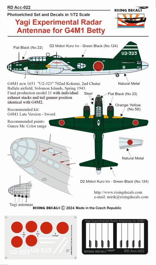 Rising Decals RDACC022 1:72 Yagi Radar Antennae Mitsubishi G4M1
