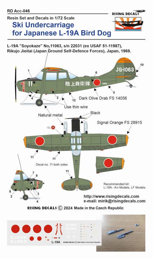 Rising Decals RDACR046 1:72 Ski Undercarriage L-19A Bird Dog