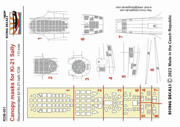 Rising Decals RDM-001 1:72 Mitsubishi Ki-21-Ia Canopy Frame Paint Mask
