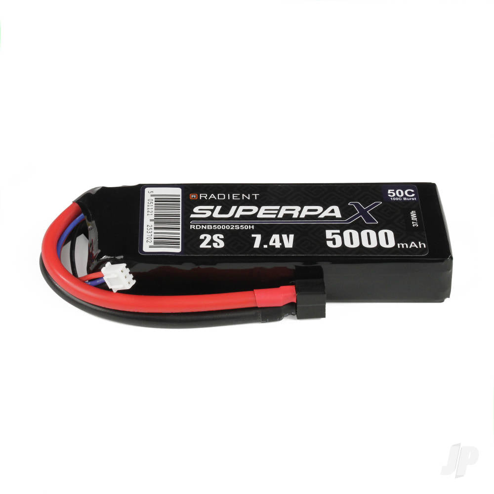 Radient LiPo 2S 5000mAh 7.4V 50C Deans (HCT) B50002S50H