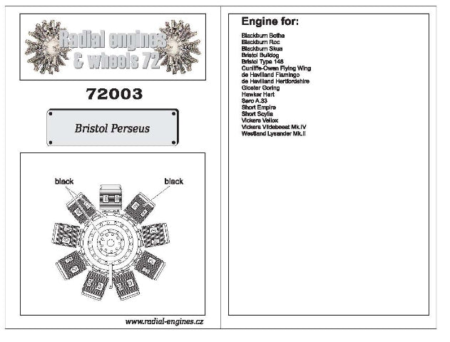 Radial Engines & Wheels REW72003 1:72 Bristol Perseus radial engine As used on