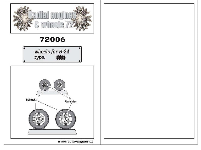 Radial Engines & Wheels REW72006 1:72 Consolidated B-24 Liberator block tread