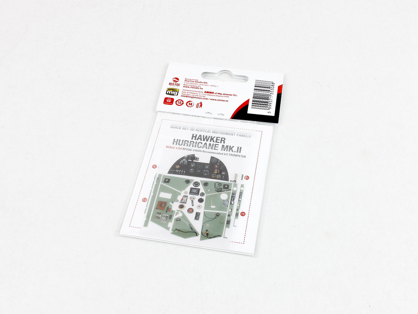 Red Fox Studio RFS-24009 1:24 Hawker Hurricane Mk.II 3D Acrylic Instrument Panel