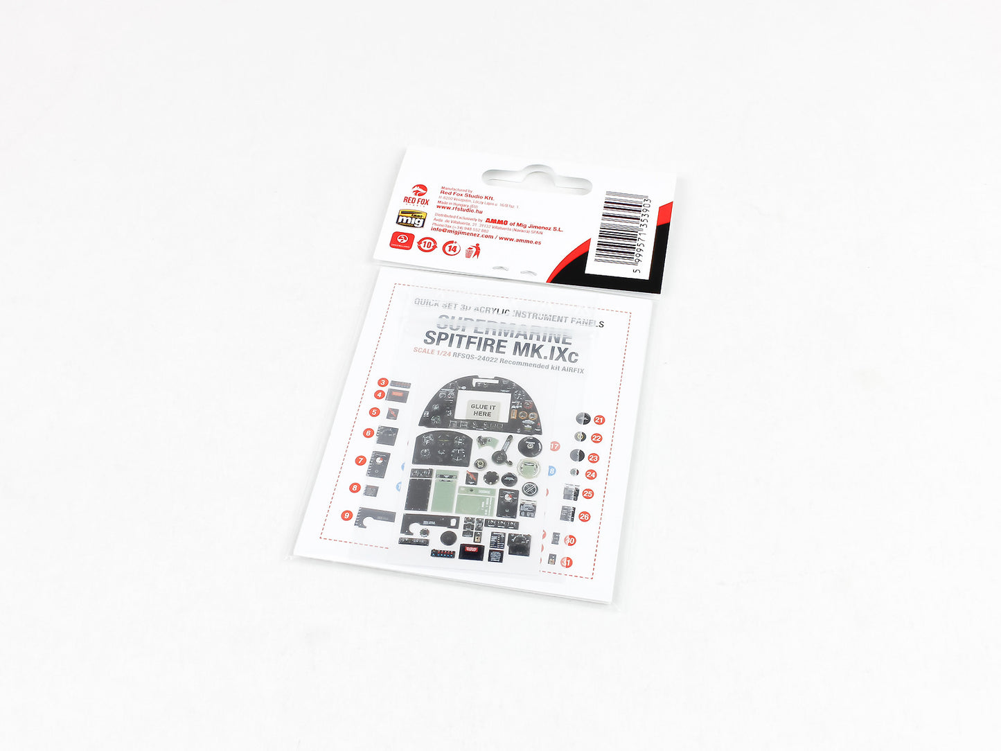 Red Fox Studio RFS-24022 1:24 Spitfire Mk.IXc 3D Acrylic Instr. Panel
