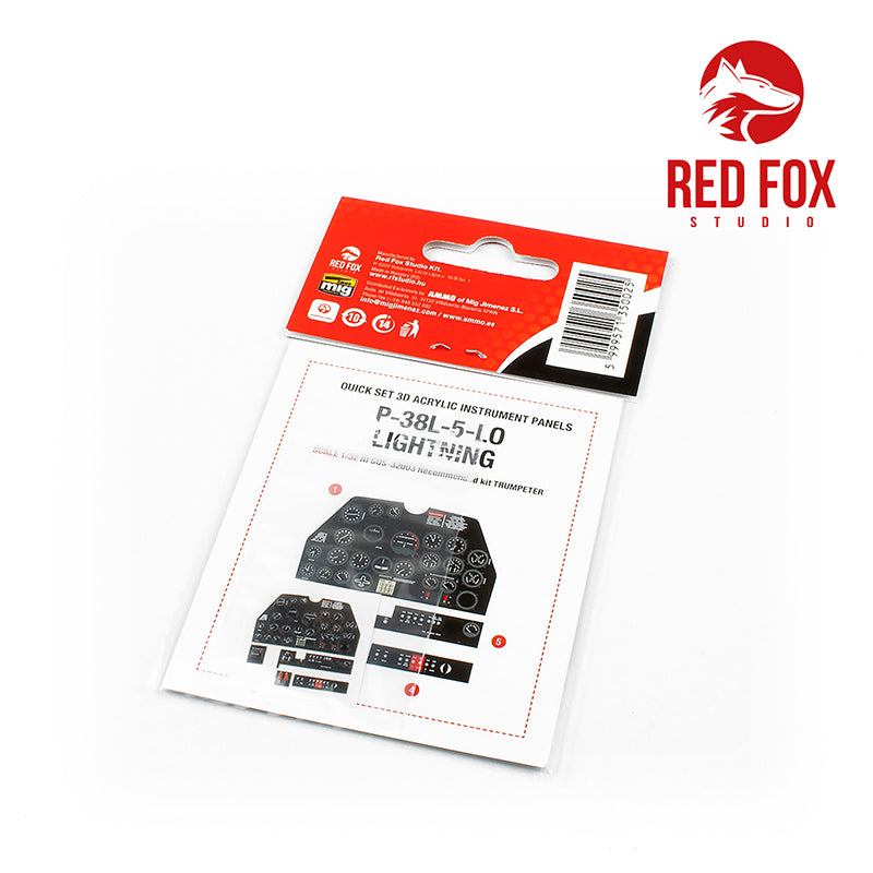 Red Fox RFS-32003 1:32 P-38L-5 Lightning 3D Acrylic Instrument Panel