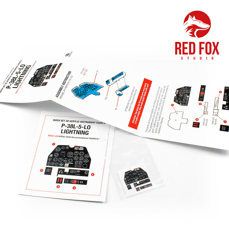 Red Fox RFS-32003 1:32 P-38L-5 Lightning 3D Acrylic Instrument Panel