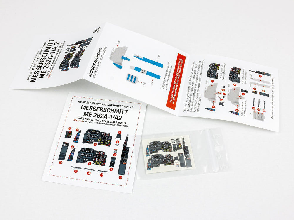 Red Fox RFS-32035 1:32 Me-262A-1/A-2 3D Acrylic Instrument Panel
