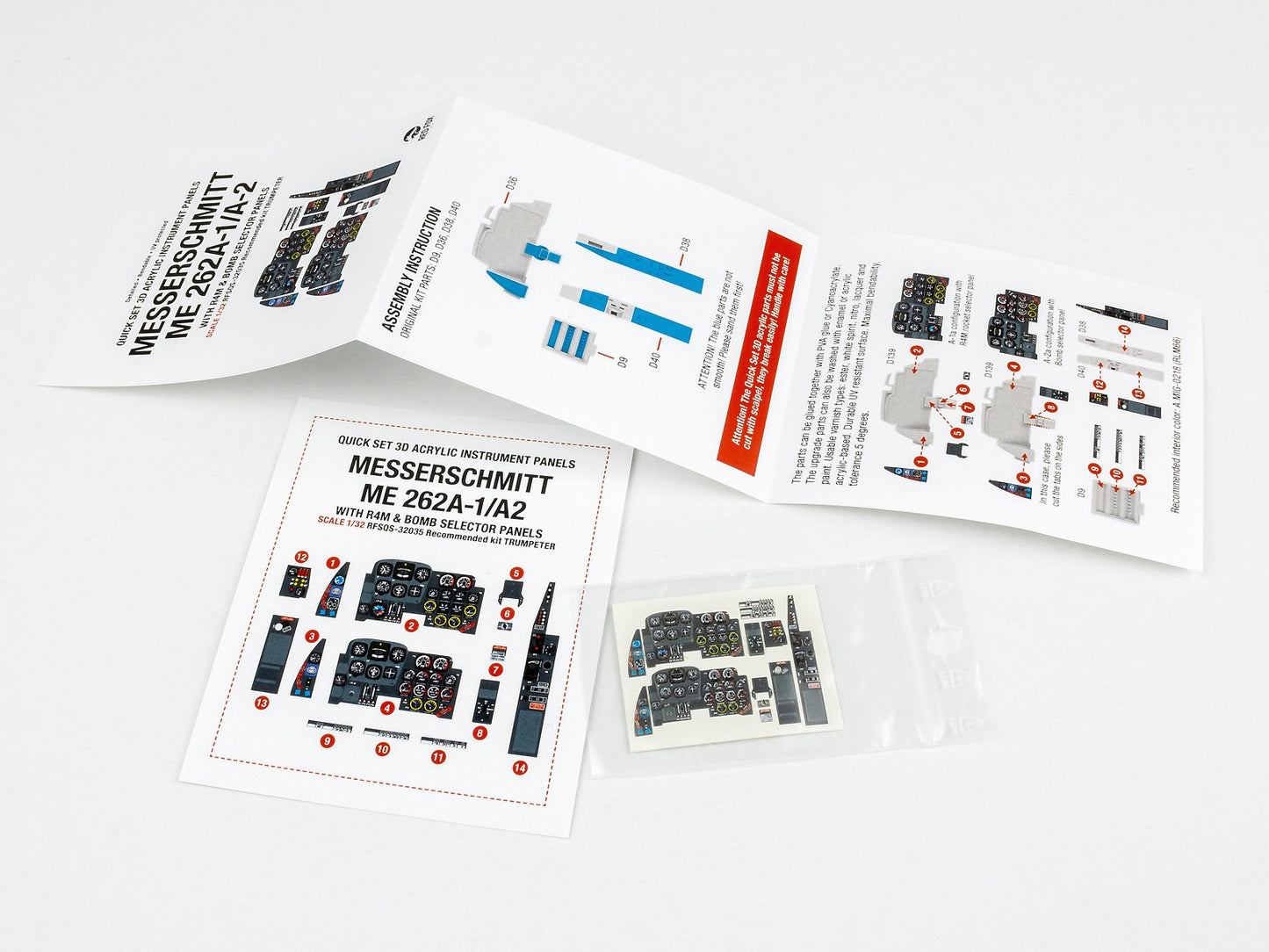 Red Fox RFS-32035 1:32 Me-262A-1/A-2 3D Acrylic Instrument Panel