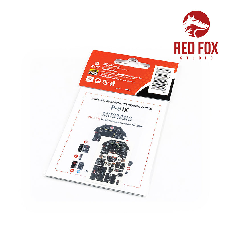 Red Fox RFS-32039 1:32 P-51K Mustang 3D Acrylic Instrument Panel