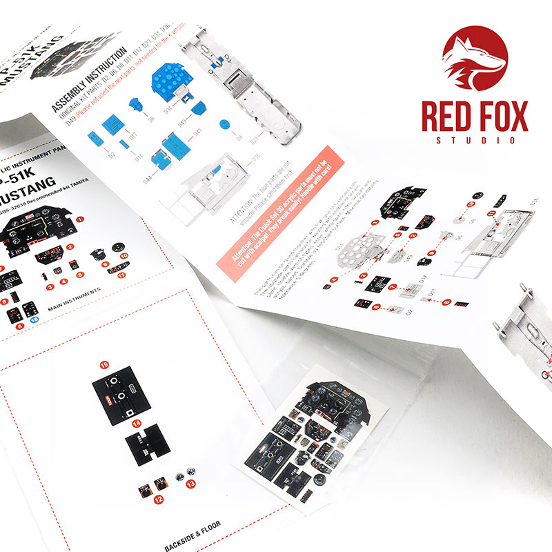 Red Fox RFS-32039 1:32 P-51K Mustang 3D Acrylic Instrument Panel