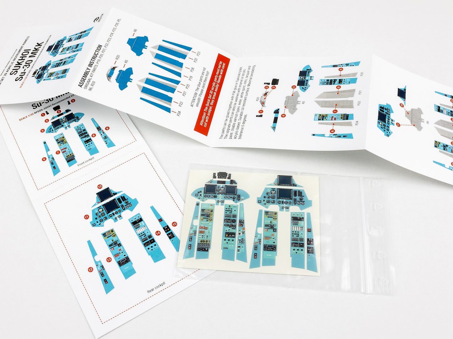 Red Fox Studio RFS-32043 1:32 Sukhoi Su-30MKK Flanker G 3D Acrylic Instr. Panel