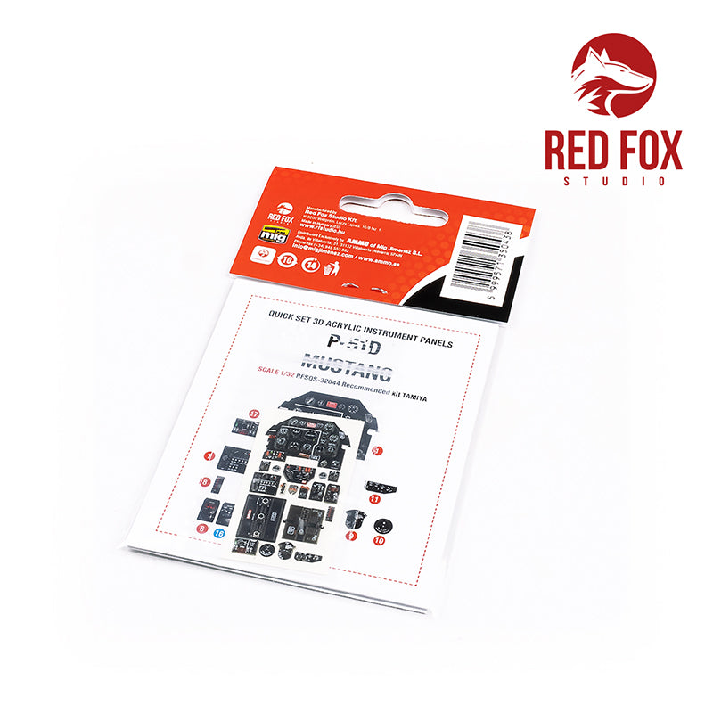 Red Fox RFS-32044 1:32 P-51D Mustang 3D Acrylic Instrument Panel