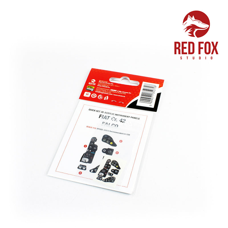 Red Fox Studio RFS-32073 1:32 Fiat CR.42 Falco Quick Set 3D Acrylic Instr. Panel