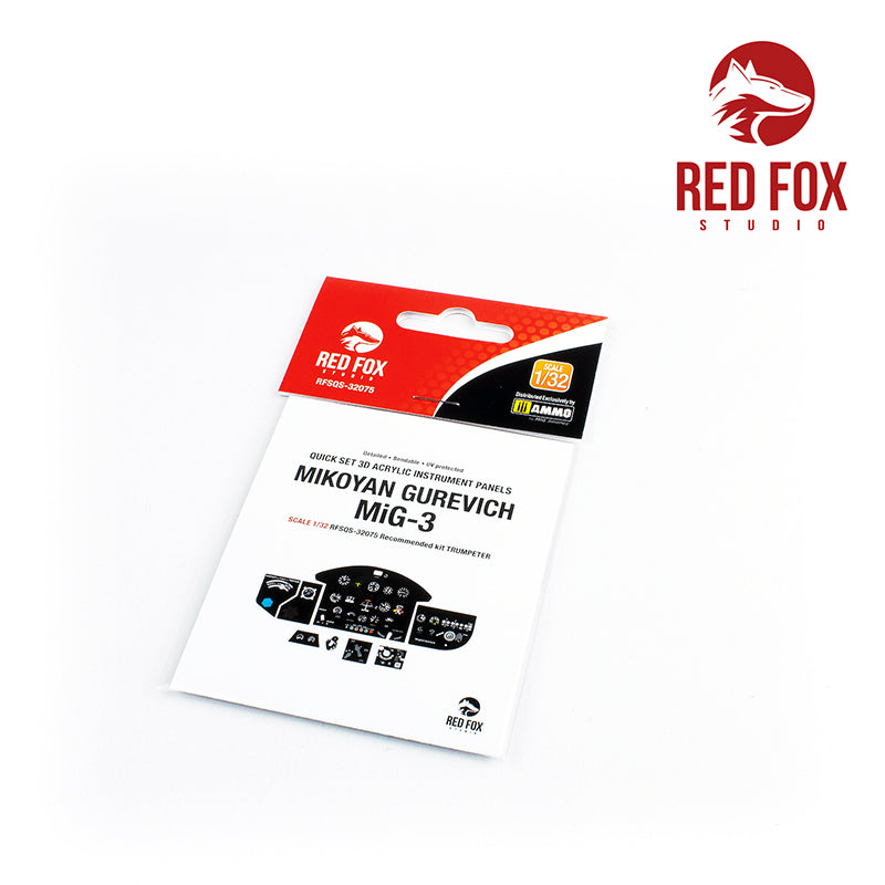 Red Fox Studio RFS-32075 1:32 Mikoyan MiG-3 Quick Set 3D Acrylic Instr. Panel