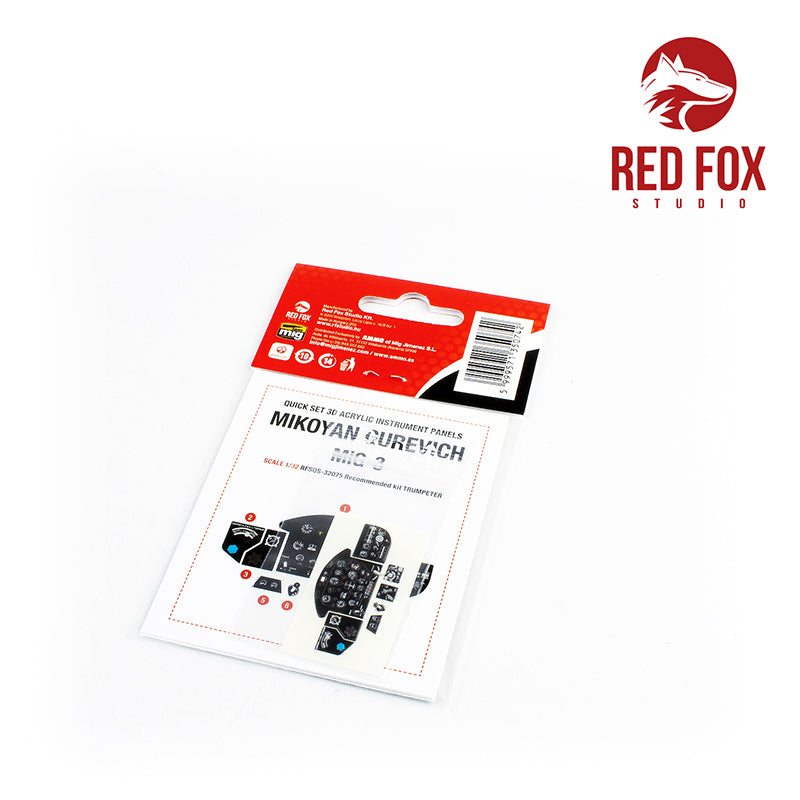 Red Fox Studio RFS-32075 1:32 Mikoyan MiG-3 Quick Set 3D Acrylic Instr. Panel