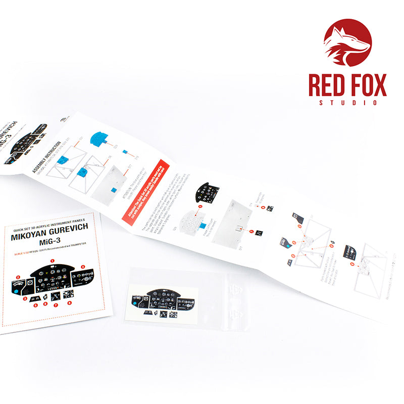 Red Fox Studio RFS-32075 1:32 Mikoyan MiG-3 Quick Set 3D Acrylic Instr. Panel