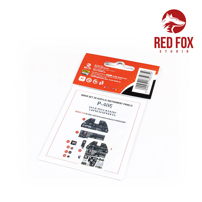 Red Fox RFS-32076 1:32 P-40E Warhawk 3D Acrylic Instrument Panel