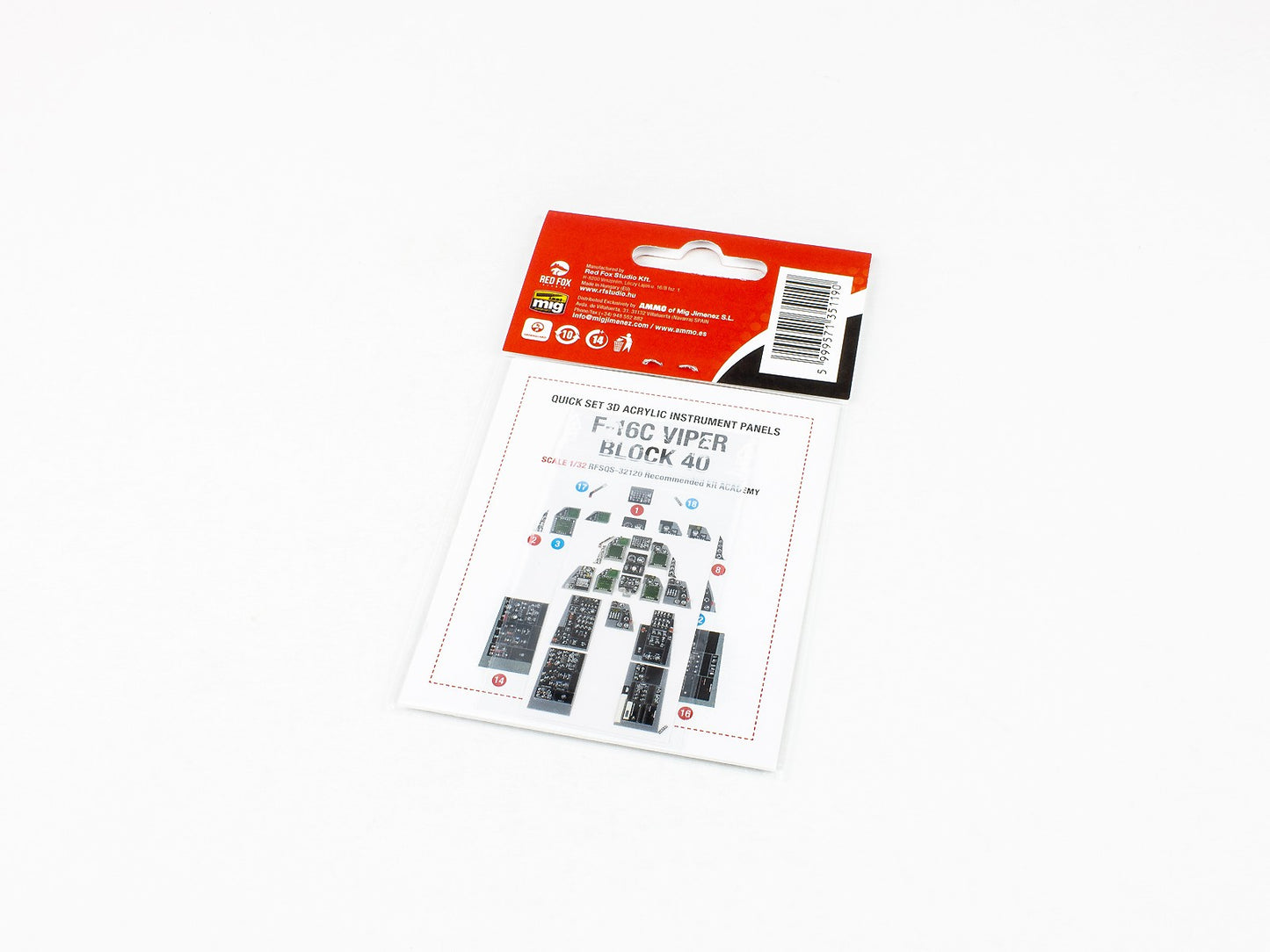 Red Fox RFS-32120 1:32 F-16C Block 40 Viper 3D Instrument Panel