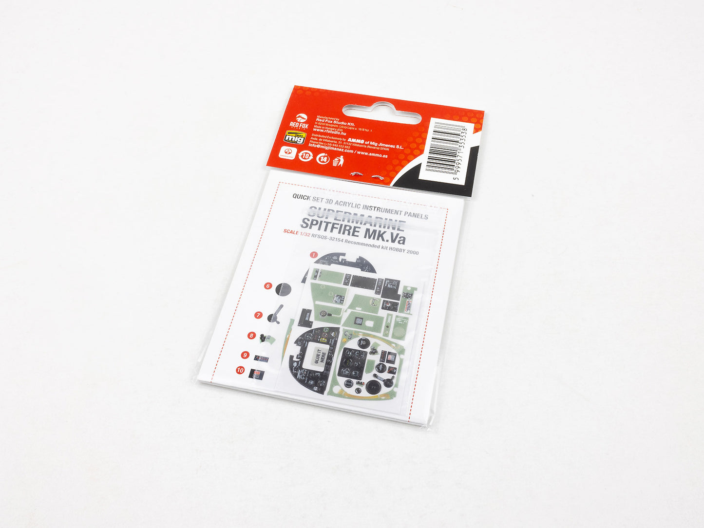 Red Fox RFS-32154 1:32 Spitfire Mk.Va 3D Acrylic Instrument Panel