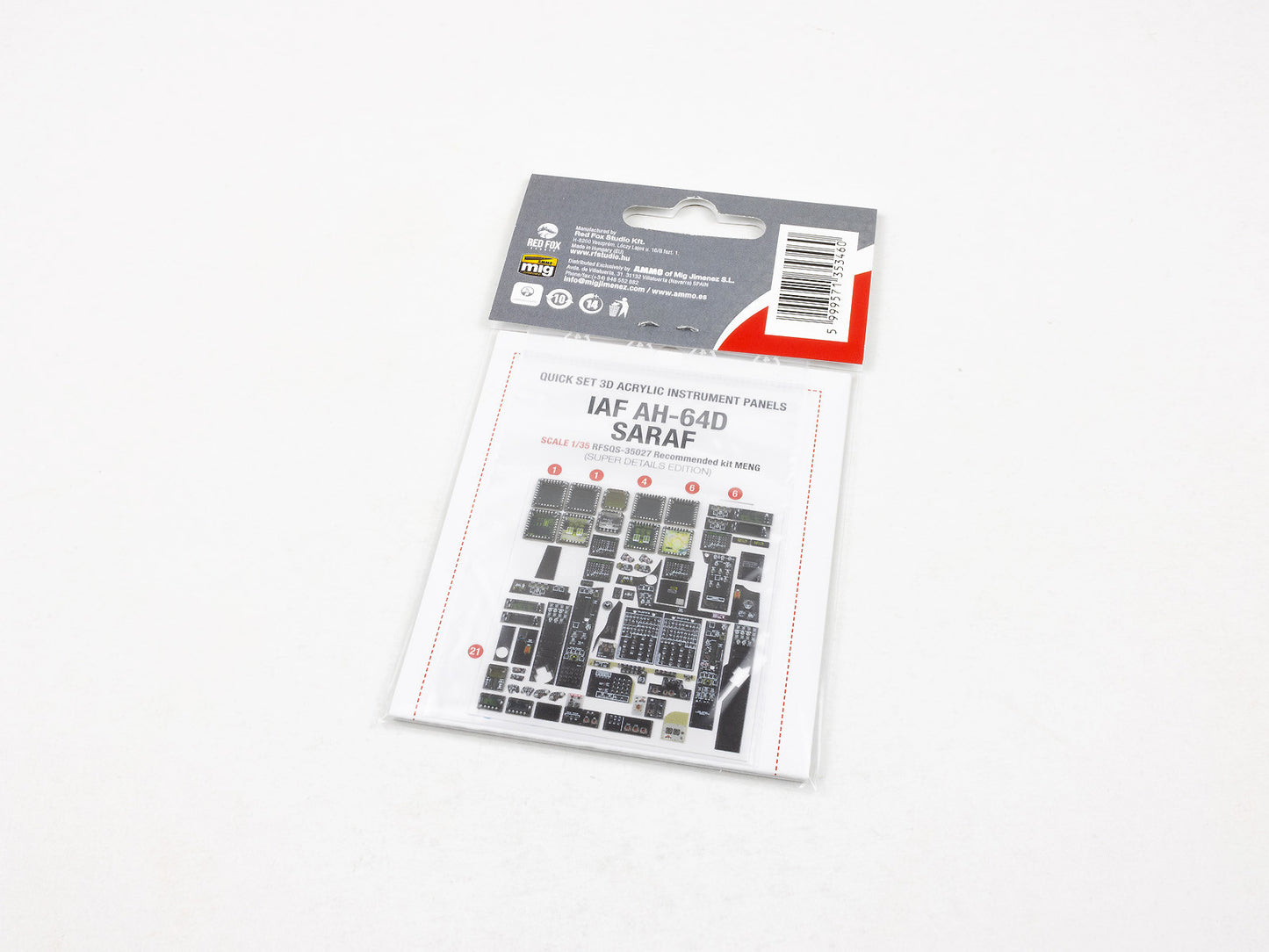 Red Fox RFS-35027 1:35 AH-64D SARAF Apache 3D Instrument Panel