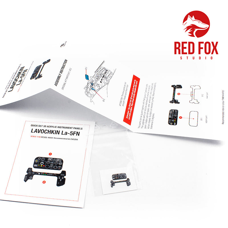 Red Fox Studio RFS-48001 1:48 Lavochkin La-5FN Quick Set 3D Acrylic Instr. Panel