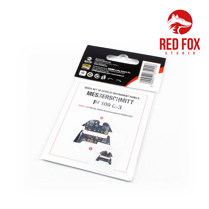 Red Fox RFS-48006 1:48 Bf-109C-3 3D Acrylic Instrument Panel