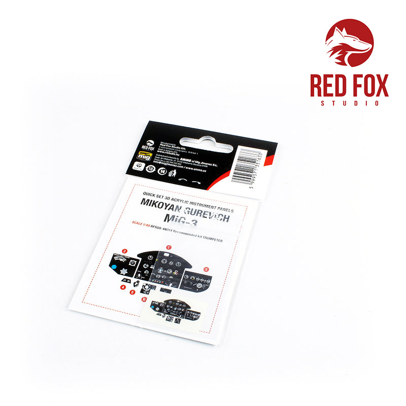 Red Fox Studio RFS-48014 1:48 Mikoyan MiG-3 Quick Set 3D Acrylic Instr. Panel