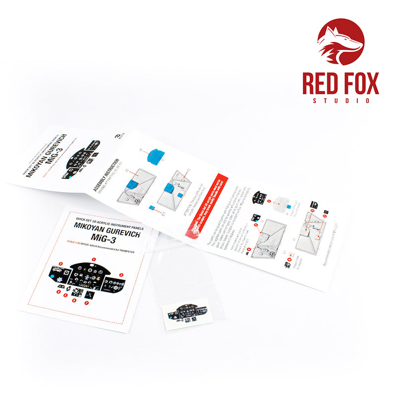 Red Fox Studio RFS-48014 1:48 Mikoyan MiG-3 Quick Set 3D Acrylic Instr. Panel