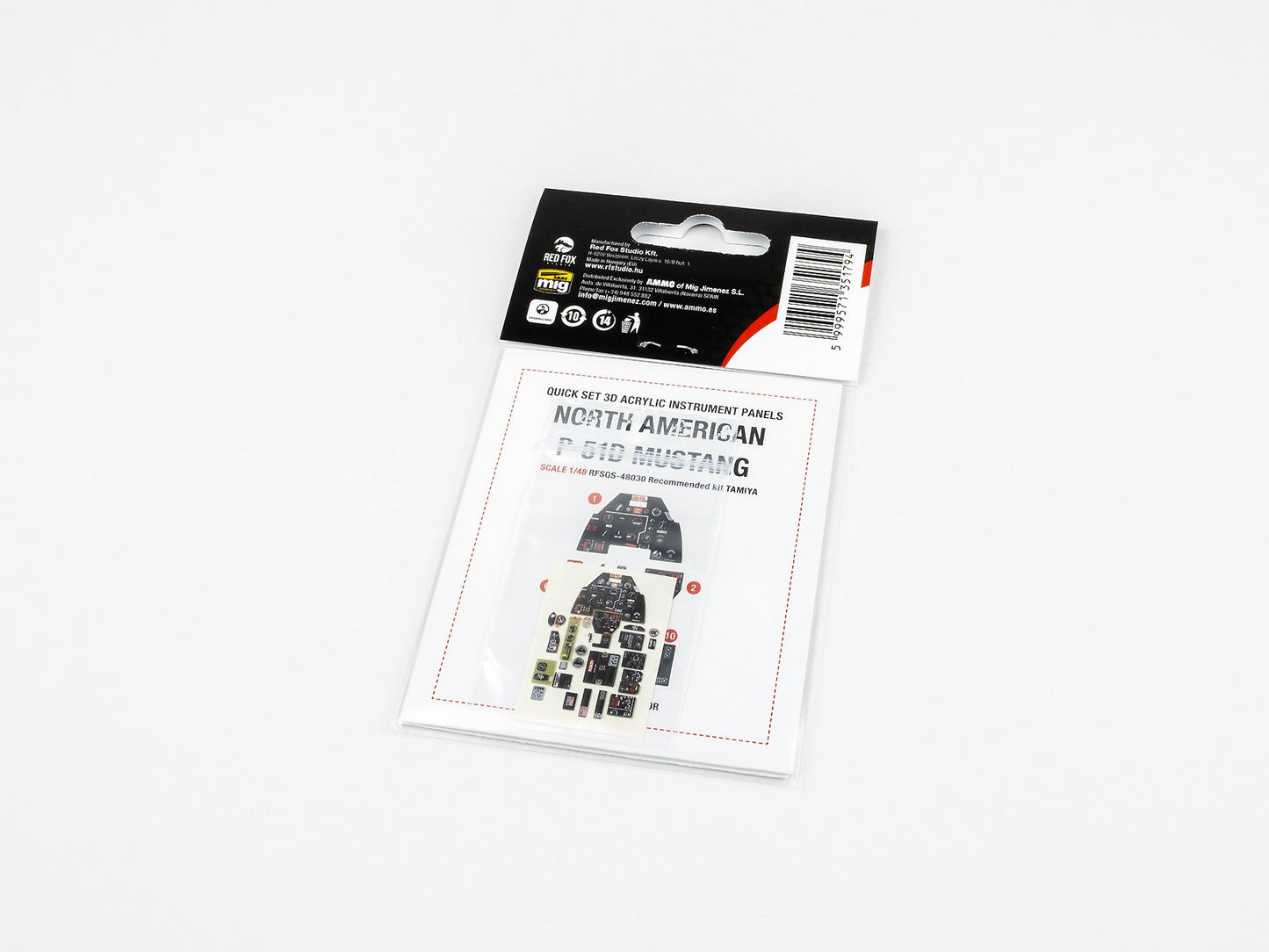 Red Fox RFS-48030 1:48 P-51D Mustang 3D Acrylic Instrument Panel