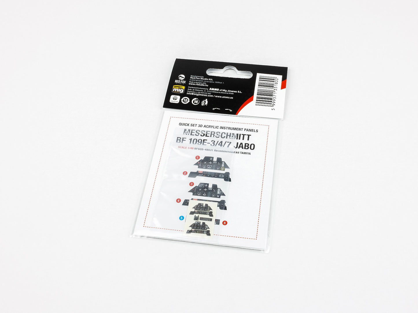 Red Fox RFS-48031 1:48 Bf-109E-3/4/7 JABO 3D Instrument Panel