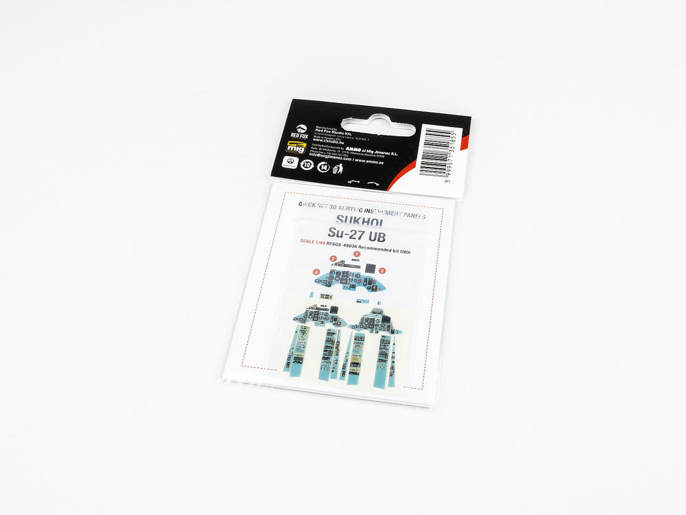 Red Fox Studio RFS-48036 1:48 Sukhoi Su-27UB Flanker C 3D Acrylic Instr. Panel